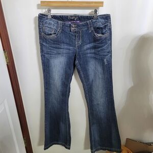 Amethyst Jeans Women's Dark Blue Flare Leg Jeans, Size 11 Juniors
